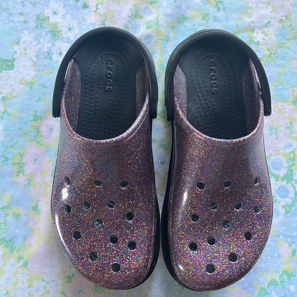 Crocs | Classic Translucent Glitter Bae Platform Clogs Pride Edition Sz 8 - Picture 2 of 8